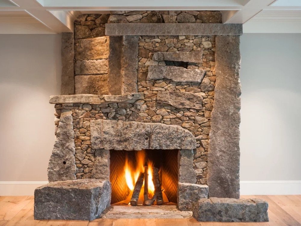 Stone fireplace installation about